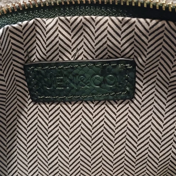 🐍💚Jen & Co Emerald Green Snakeskin Wristlet Clutch NWOT Vegan Leather - Picture 5 of 7